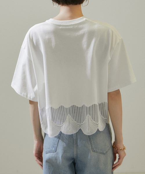 SALON adam et rope'（サロン アダム エ ロペ）の「シェルスカラップTシャツ（Tシャツ/カットソー・レディース・ブラック/オフホワイト・FREE）」の15枚目の写真