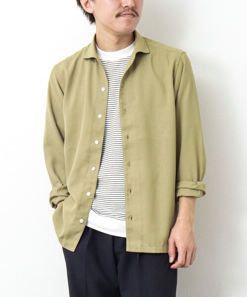 NOLLEY'S goodman（ノーリーズグッドマン）の「《防シワ / UVカット》ワンピースカラー長袖シャツ（シャツ/ブラウス・メンズ・ブラック/ベージュ/ネイビー・L/M/S）」の2枚目の写真