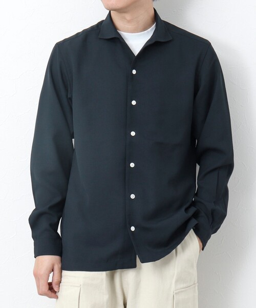 NOLLEY'S goodman（ノーリーズグッドマン）の「《防シワ / UVカット》ワンピースカラー長袖シャツ（シャツ/ブラウス・メンズ・ブラック/ベージュ/ネイビー・L/M/S）」の3枚目の写真