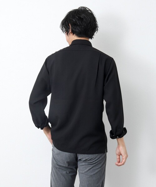 NOLLEY'S goodman（ノーリーズグッドマン）の「《防シワ / UVカット》ワンピースカラー長袖シャツ（シャツ/ブラウス・メンズ・ブラック/ベージュ/ネイビー・L/M/S）」の6枚目の写真