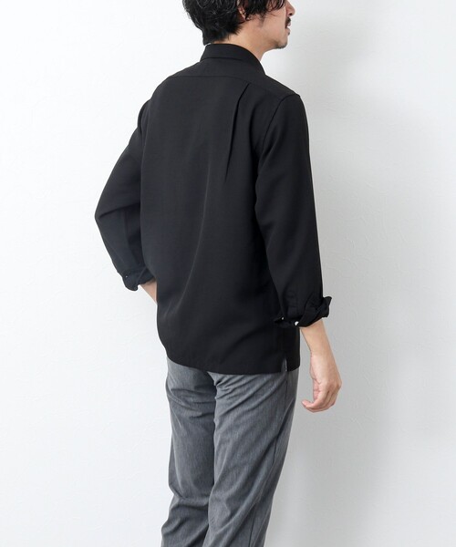NOLLEY'S goodman（ノーリーズグッドマン）の「《防シワ / UVカット》ワンピースカラー長袖シャツ（シャツ/ブラウス・メンズ・ブラック/ベージュ/ネイビー・L/M/S）」の7枚目の写真