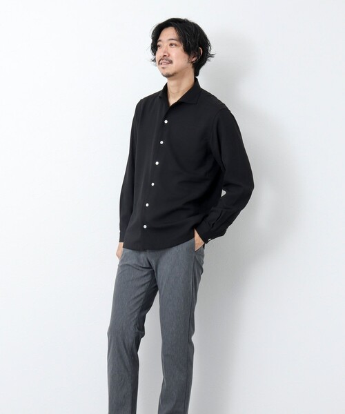 NOLLEY'S goodman（ノーリーズグッドマン）の「《防シワ / UVカット》ワンピースカラー長袖シャツ（シャツ/ブラウス・メンズ・ブラック/ベージュ/ネイビー・L/M/S）」の8枚目の写真