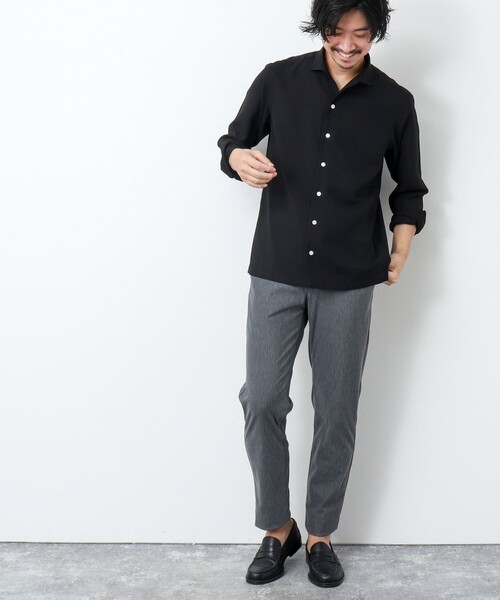 NOLLEY'S goodman（ノーリーズグッドマン）の「《防シワ / UVカット》ワンピースカラー長袖シャツ（シャツ/ブラウス・メンズ・ブラック/ベージュ/ネイビー・L/M/S）」の10枚目の写真