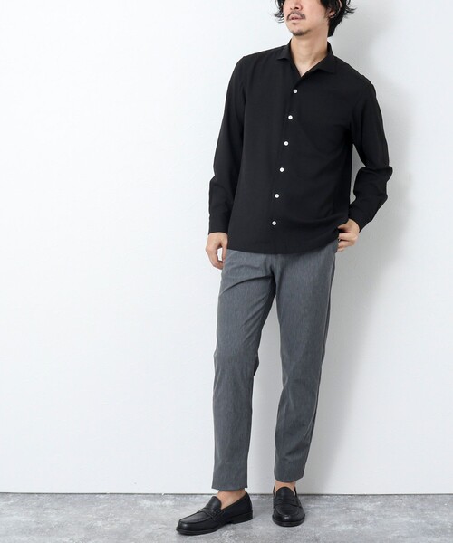 NOLLEY'S goodman（ノーリーズグッドマン）の「《防シワ / UVカット》ワンピースカラー長袖シャツ（シャツ/ブラウス・メンズ・ブラック/ベージュ/ネイビー・L/M/S）」の11枚目の写真