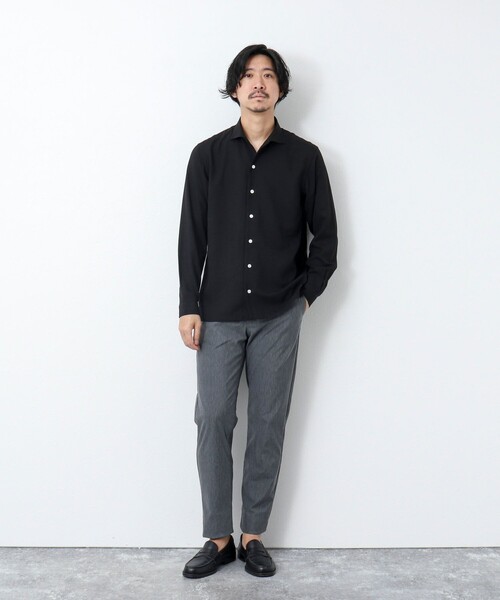 NOLLEY'S goodman（ノーリーズグッドマン）の「《防シワ / UVカット》ワンピースカラー長袖シャツ（シャツ/ブラウス・メンズ・ブラック/ベージュ/ネイビー・L/M/S）」の12枚目の写真