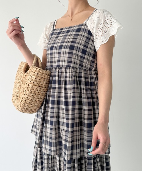 はしごリボンギンガムティアードスカパン ブラック バイカラージュエルリボンハンドバッグ(FREE ブラック): SAMANTHAVEGA