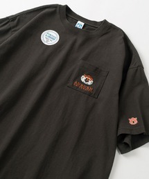 【DISCUS×UNIVERSITY COLLECTION】2カレッジ オフィシャルロゴ フロントプリント＆刺繍デザイン ビッグシルエット 半袖Tシャツ/ポケットT