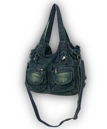 Never mind the XU / Chikashitsu+（ネバーマインド ザ エックスユー / チカシツプラス）の「【Never mind the XU】2way denim bag / 【ネバーマインド ザ エックスユー】ツーウェイデニムショルダーバッグハンドバッグ（ショルダーバッグ）」