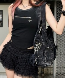 Never mind the XU / Chikashitsu+（ネバーマインド ザ エックスユー / チカシツプラス）の「【Never mind the XU】2way denim bag / 【ネバーマインド ザ エックスユー】ツーウェイデニムショルダーバッグハンドバッグ（ショルダーバッグ）」