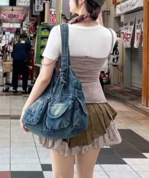 XU(エックスユー)の「【Never mind the XU】2way denim bag / 【ネバーマインド ザ エックスユー】ツーウェイデニムショルダーバッグハンドバッグ(ショルダーバッグ・メンズ・ブルー/ブラック・ONE SIZE)」の21枚目の写真