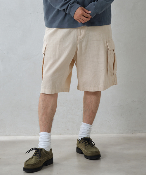 JOURNAL STANDARD relume（ジャーナルスタンダード　レリューム）の「HOUSE HOLD / ハウスホールド コットンリネンイージーカーゴショーツ（その他パンツ・メンズ・ブラック/アイボリー/サファリグリーン・MEDIUM/LARGE）」の14枚目の写真