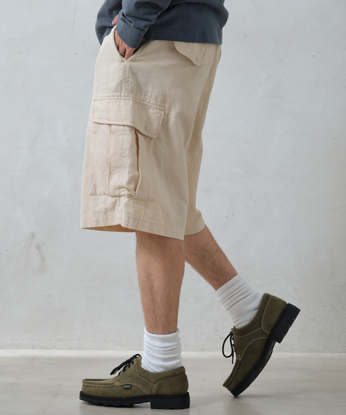 JOURNAL STANDARD relume（ジャーナルスタンダード　レリューム）の「HOUSE HOLD / ハウスホールド コットンリネンイージーカーゴショーツ（その他パンツ・メンズ・ブラック/アイボリー/サファリグリーン・MEDIUM/LARGE）」の12枚目の写真