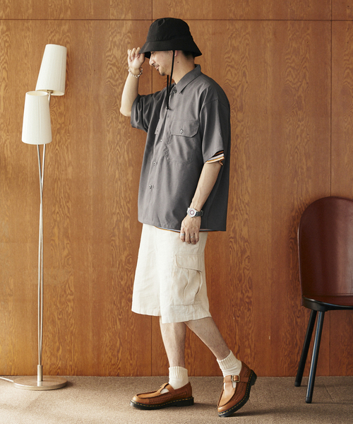 JOURNAL STANDARD relume（ジャーナルスタンダード　レリューム）の「HOUSE HOLD / ハウスホールド コットンリネンイージーカーゴショーツ（その他パンツ・メンズ・ブラック/アイボリー/サファリグリーン・MEDIUM/LARGE）」の8枚目の写真