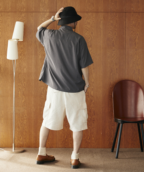 JOURNAL STANDARD relume（ジャーナルスタンダード　レリューム）の「HOUSE HOLD / ハウスホールド コットンリネンイージーカーゴショーツ（その他パンツ・メンズ・ブラック/アイボリー/サファリグリーン・MEDIUM/LARGE）」の7枚目の写真