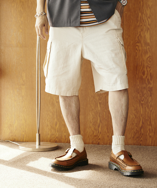 JOURNAL STANDARD relume（ジャーナルスタンダード　レリューム）の「HOUSE HOLD / ハウスホールド コットンリネンイージーカーゴショーツ（その他パンツ・メンズ・ブラック/アイボリー/サファリグリーン・MEDIUM/LARGE）」の6枚目の写真