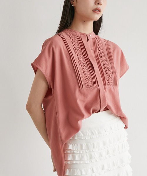 VIS（ビス）の「【接触冷感・洗える】気流染めピンタックブラウス（シャツ/ブラウス・レディース・ネイビー/ブルー系その他6/ホワイト/オレンジ系その他4・FREE）」の4枚目の写真