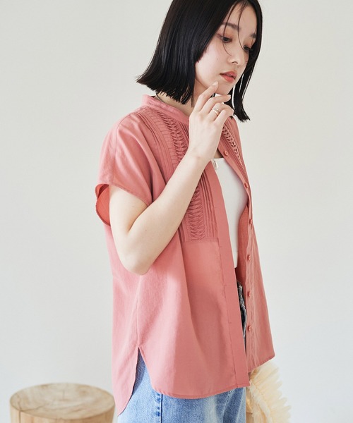 VIS（ビス）の「【接触冷感・洗える】気流染めピンタックブラウス（シャツ/ブラウス・レディース・ネイビー/ブルー系その他6/ホワイト/オレンジ系その他4・FREE）」の6枚目の写真