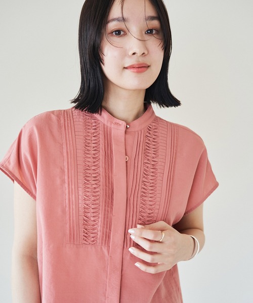 VIS（ビス）の「【接触冷感・洗える】気流染めピンタックブラウス（シャツ/ブラウス・レディース・ネイビー/ブルー系その他6/ホワイト/オレンジ系その他4・FREE）」の7枚目の写真