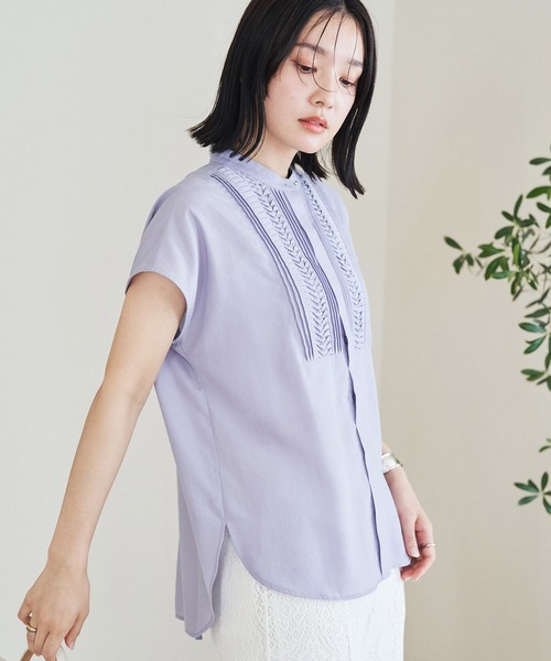 VIS（ビス）の「【接触冷感・洗える】気流染めピンタックブラウス（シャツ/ブラウス・レディース・ネイビー/ブルー系その他6/ホワイト/オレンジ系その他4・FREE）」の12枚目の写真