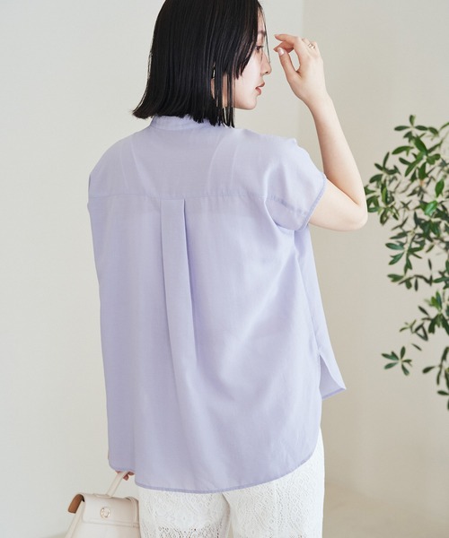 VIS（ビス）の「【接触冷感・洗える】気流染めピンタックブラウス（シャツ/ブラウス・レディース・ネイビー/ブルー系その他6/ホワイト/オレンジ系その他4・FREE）」の13枚目の写真