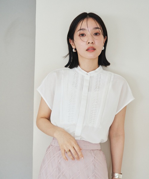 VIS（ビス）の「【接触冷感・洗える】気流染めピンタックブラウス（シャツ/ブラウス・レディース・ネイビー/ブルー系その他6/ホワイト/オレンジ系その他4・FREE）」の16枚目の写真