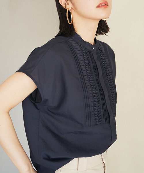 VIS（ビス）の「【接触冷感・洗える】気流染めピンタックブラウス（シャツ/ブラウス・レディース・ネイビー/ブルー系その他6/ホワイト/オレンジ系その他4・FREE）」の22枚目の写真