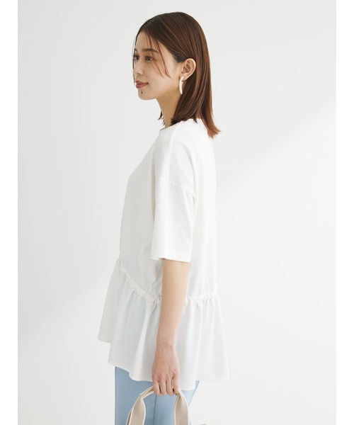 Green Parks(グリーンパークス)の「ドロスト切替えドッキングカットプルオーバー(Tシャツ/カットソー・レディース・ブラック/グレイッシュベージュ/オフホワイト/ダークカーキ・FREE)」の9枚目の写真