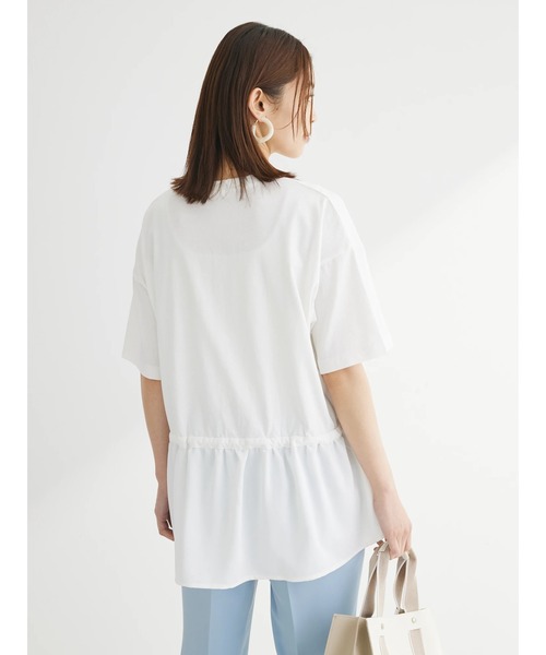 Green Parks(グリーンパークス)の「ドロスト切替えドッキングカットプルオーバー(Tシャツ/カットソー・レディース・ブラック/グレイッシュベージュ/オフホワイト/ダークカーキ・FREE)」の10枚目の写真