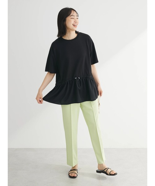 Green Parks(グリーンパークス)の「ドロスト切替えドッキングカットプルオーバー(Tシャツ/カットソー・レディース・ブラック/グレイッシュベージュ/オフホワイト/ダークカーキ・FREE)」の14枚目の写真