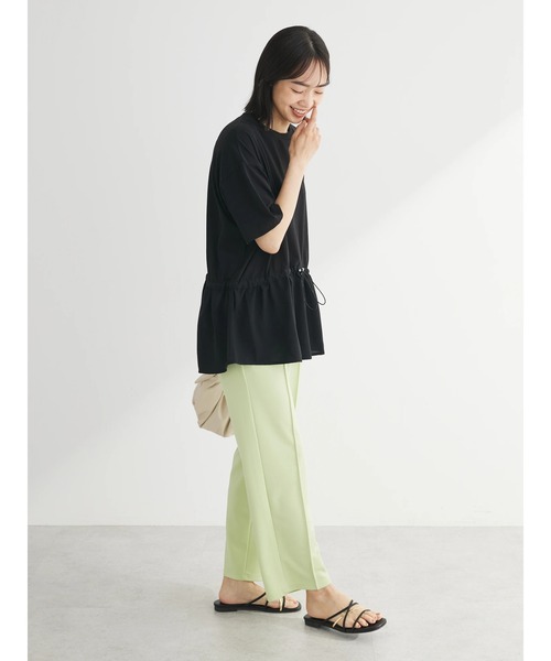 Green Parks(グリーンパークス)の「ドロスト切替えドッキングカットプルオーバー(Tシャツ/カットソー・レディース・ブラック/グレイッシュベージュ/オフホワイト/ダークカーキ・FREE)」の15枚目の写真