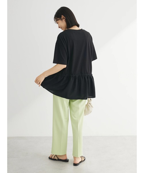 Green Parks(グリーンパークス)の「ドロスト切替えドッキングカットプルオーバー(Tシャツ/カットソー・レディース・ブラック/グレイッシュベージュ/オフホワイト/ダークカーキ・FREE)」の16枚目の写真