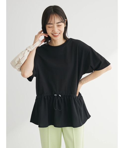 Green Parks(グリーンパークス)の「ドロスト切替えドッキングカットプルオーバー(Tシャツ/カットソー・レディース・ブラック/グレイッシュベージュ/オフホワイト/ダークカーキ・FREE)」の17枚目の写真