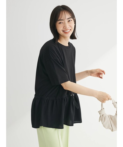 Green Parks(グリーンパークス)の「ドロスト切替えドッキングカットプルオーバー(Tシャツ/カットソー・レディース・ブラック/グレイッシュベージュ/オフホワイト/ダークカーキ・FREE)」の18枚目の写真