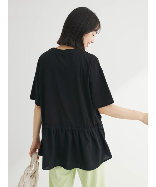 Green Parks(グリーンパークス)の「ドロスト切替えドッキングカットプルオーバー(Tシャツ/カットソー・レディース・ブラック/グレイッシュベージュ/オフホワイト/ダークカーキ・FREE)」の19枚目の写真