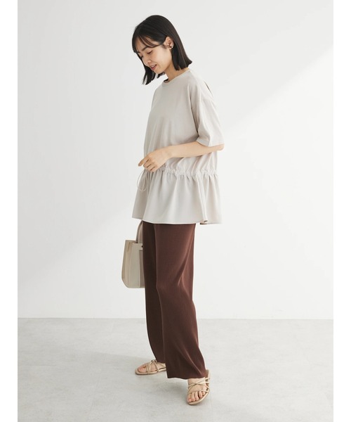 Green Parks(グリーンパークス)の「ドロスト切替えドッキングカットプルオーバー(Tシャツ/カットソー・レディース・ブラック/グレイッシュベージュ/オフホワイト/ダークカーキ・FREE)」の21枚目の写真