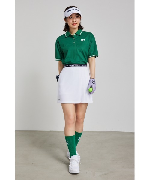 RIENDA GOLF(リエンダゴルフ)の「【RIENDA GOLF】RDルーズポロシャツ(ポロシャツ・レディース・グリーン/ホワイト・MEDIUM/SMALL)」の4枚目の写真