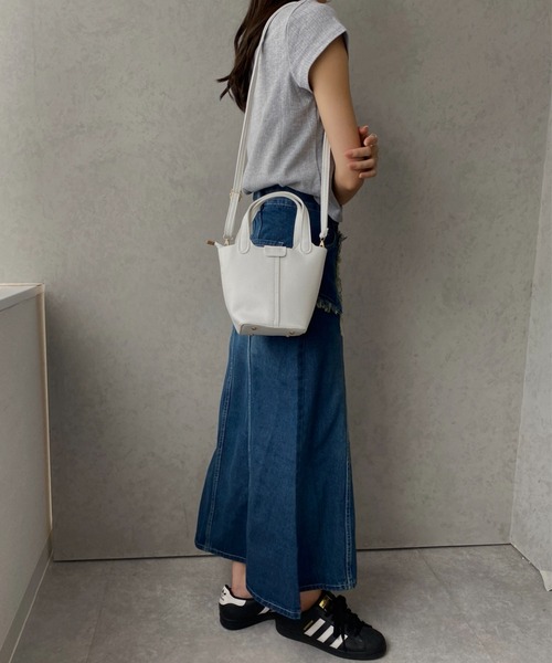 MYMOOD.（マイムード）の「２WAYコンパクトバケツバッグ PUショルダーバッグ（ハンドバッグ・レディース・ブラック/グリーン/ホワイト・FREE）」の13枚目の写真