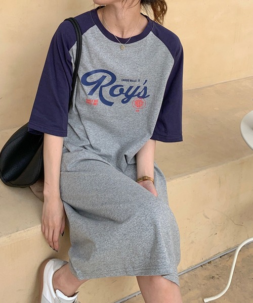 meJane(ミージェーン)の「配色ラグランプリント 半そでTシャツワンピース(ワンピース・レディース・ブラック系/グレー系・FREE)」の20枚目の写真