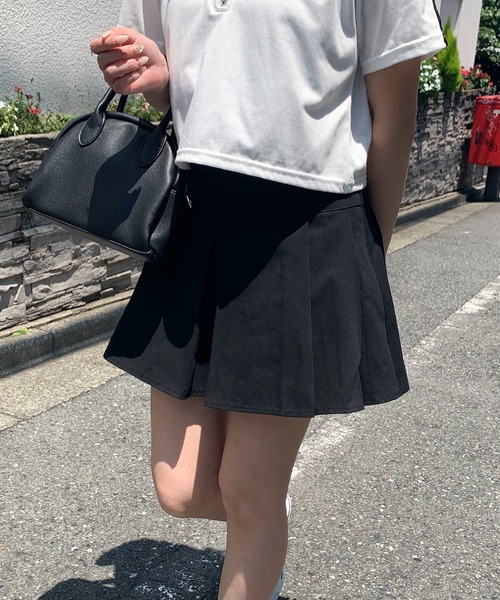Teem Store(チームストア)の「ワイドプリーツ ミニスカート スカパン(スカート・レディース・ベージュ/ブラック・L/S/M)」の3枚目の写真