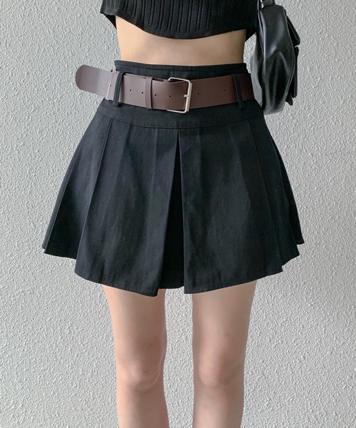 Teem Store(チームストア)の「ワイドプリーツ ミニスカート スカパン(スカート・レディース・ベージュ/ブラック・L/S/M)」の5枚目の写真