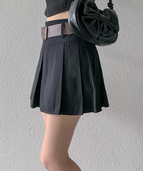Teem Store(チームストア)の「ワイドプリーツ ミニスカート スカパン(スカート・レディース・ベージュ/ブラック・L/S/M)」の7枚目の写真
