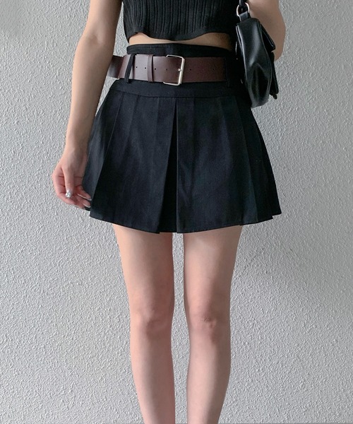 Teem Store(チームストア)の「ワイドプリーツ ミニスカート スカパン(スカート・レディース・ベージュ/ブラック・L/S/M)」の9枚目の写真