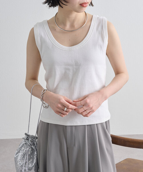 Omekashi（オメカシ）の「Nowhere タンクトップ（キャミソール・レディース・オフホワイト/ブラック/ベージュ/ボルドー/グレー・FREE）」の22枚目の写真