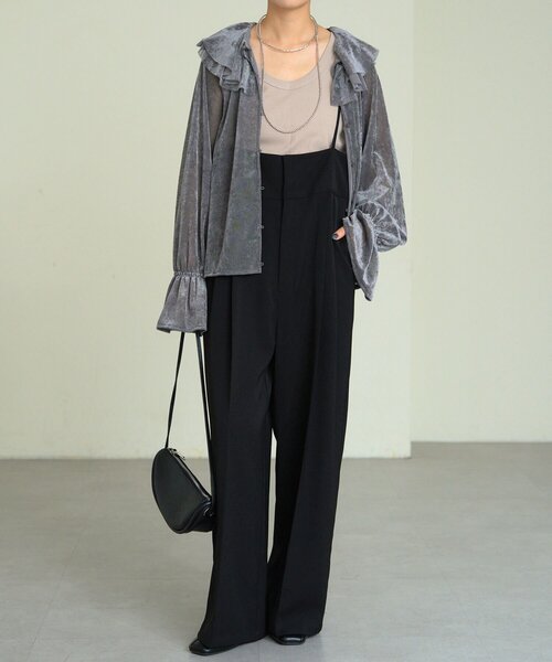 Omekashi（オメカシ）の「Nowhere タンクトップ（キャミソール・レディース・オフホワイト/ブラック/ベージュ/ボルドー/グレー・FREE）」の9枚目の写真