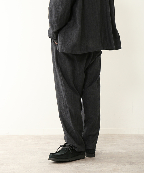 セール】【FOLL / フォル】washed wool linen relax pants