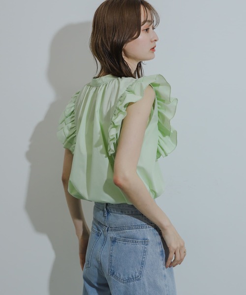 SENSE OF PLACE by URBAN RESEARCH（センスオブプレイスバイアーバンリサーチ）の「フロントボタンフリルブラウス（シャツ/ブラウス・レディース・オフホワイト/ブルー系その他/ミント・ONE）」の12枚目の写真