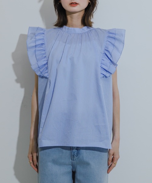 SENSE OF PLACE by URBAN RESEARCH（センスオブプレイスバイアーバンリサーチ）の「フロントボタンフリルブラウス（シャツ/ブラウス・レディース・オフホワイト/ブルー系その他/ミント・ONE）」の20枚目の写真