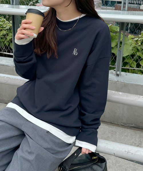 JOURNAL STANDARD relume(ジャーナルスタンダード レリューム)の「《2枚セット》3WAY Tシャツレイヤードスウェット(スウェット・レディース・チャコールグレー/アイボリー/ブラウン/ネイビー/ダークブルー・FREE)」の4枚目の写真