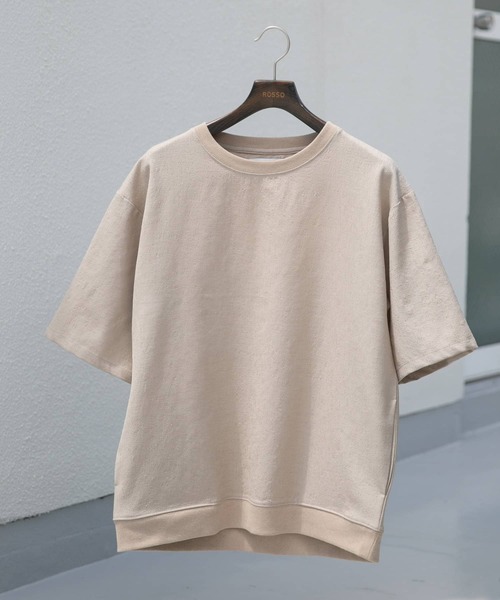 URBAN RESEARCH ROSSO MEN(アーバンリサーチロッソメン)の「『セットアップ対応』『XLサイズあり』『WEB限定』LINEN LIKEリラックスリブTシャツ(Tシャツ/カットソー・メンズ・ブラック/ベージュ・MEDIUM/LARGE/X-LARGE)」の2枚目の写真