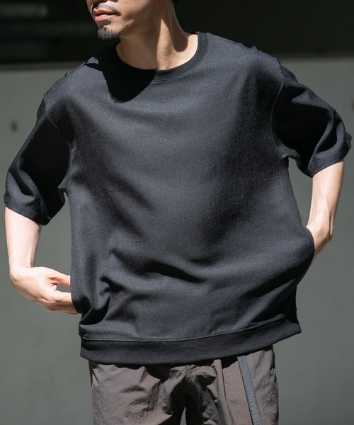 URBAN RESEARCH ROSSO MEN(アーバンリサーチロッソメン)の「『セットアップ対応』『XLサイズあり』『WEB限定』LINEN LIKEリラックスリブTシャツ(Tシャツ/カットソー・メンズ・ブラック/ベージュ・MEDIUM/LARGE/X-LARGE)」の7枚目の写真